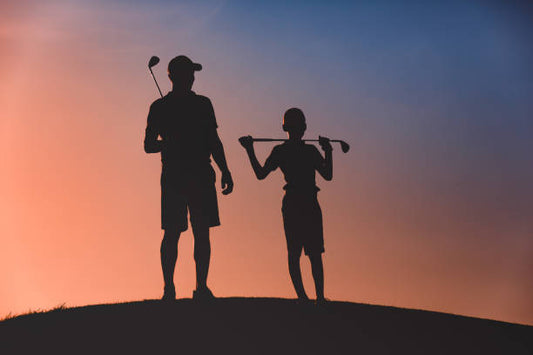 Parent Child Golfing together silhouette